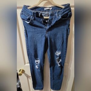Women's Dark Blue Distressed Skinny Jeans
